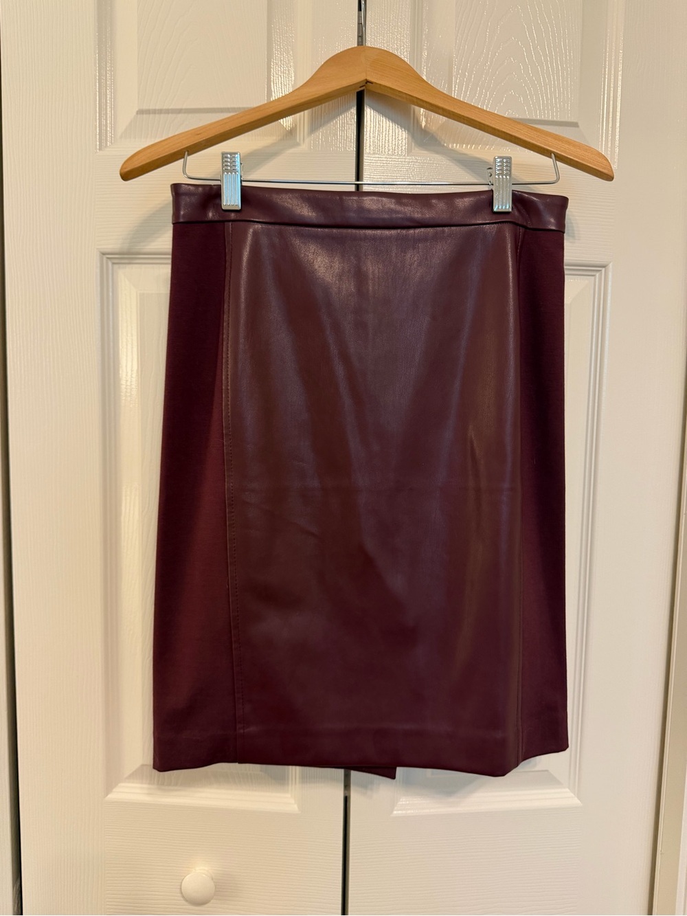 Ann Taylor Factory Burgundy Faux Leather Pencil Skirt